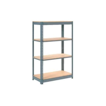 Heavy Duty Shelving 48W X 18D X 72H With 4 Shelves - Wood Deck - Gray